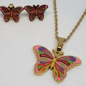 BUTTERFLY Necklace & Earrings Set